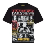 Black NOFS Newspaper Short Sleeve T-shirt